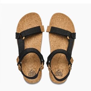 Reef Black and Tan Sandals with Adjustable Straps